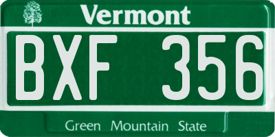 VT license plate BXF356
