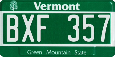 VT license plate BXF357