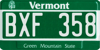 VT license plate BXF358