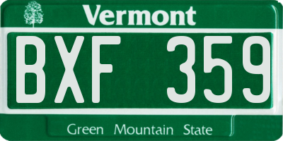 VT license plate BXF359
