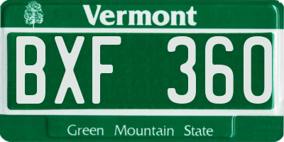 VT license plate BXF360