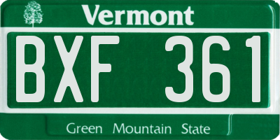 VT license plate BXF361