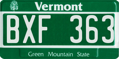 VT license plate BXF363