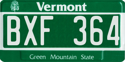 VT license plate BXF364