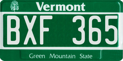 VT license plate BXF365