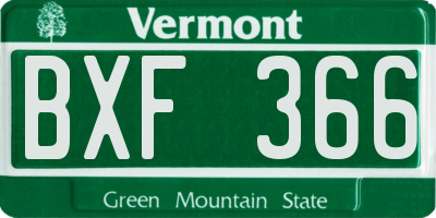 VT license plate BXF366