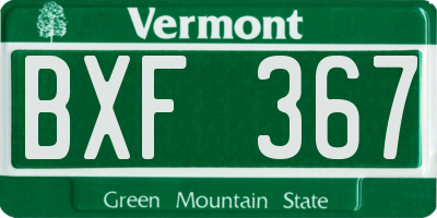 VT license plate BXF367