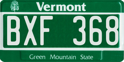 VT license plate BXF368