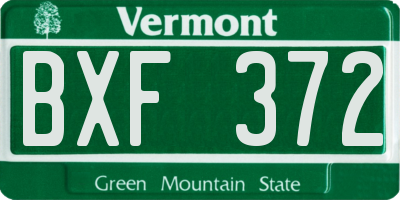 VT license plate BXF372