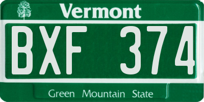 VT license plate BXF374