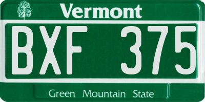 VT license plate BXF375
