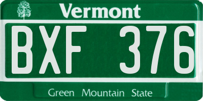VT license plate BXF376