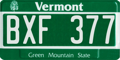 VT license plate BXF377