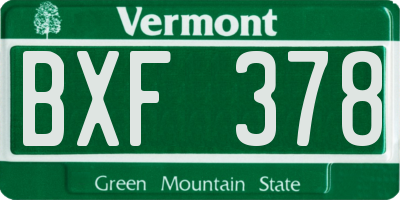 VT license plate BXF378