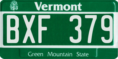 VT license plate BXF379