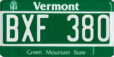 VT license plate BXF380