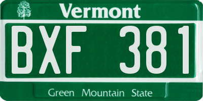 VT license plate BXF381