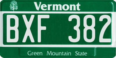 VT license plate BXF382