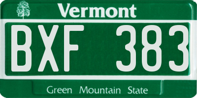 VT license plate BXF383