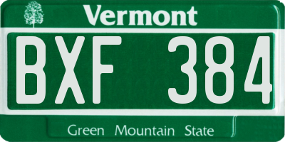 VT license plate BXF384