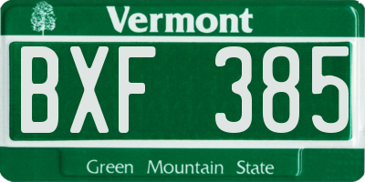 VT license plate BXF385