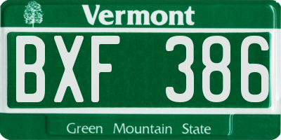 VT license plate BXF386
