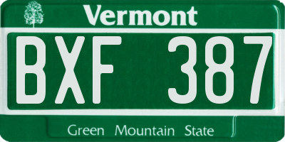 VT license plate BXF387