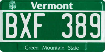 VT license plate BXF389