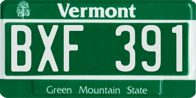 VT license plate BXF391