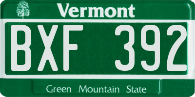 VT license plate BXF392