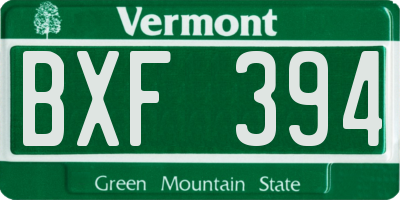 VT license plate BXF394