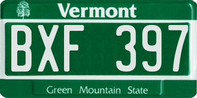 VT license plate BXF397