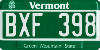 VT license plate BXF398