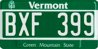 VT license plate BXF399