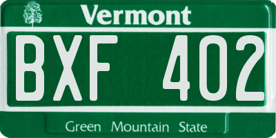 VT license plate BXF402