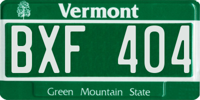 VT license plate BXF404