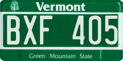 VT license plate BXF405