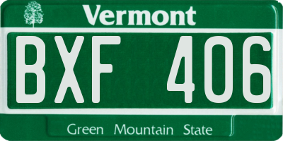 VT license plate BXF406