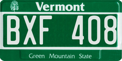 VT license plate BXF408