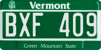 VT license plate BXF409
