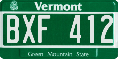 VT license plate BXF412