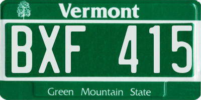 VT license plate BXF415