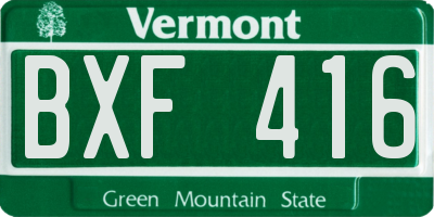 VT license plate BXF416