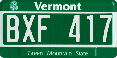 VT license plate BXF417