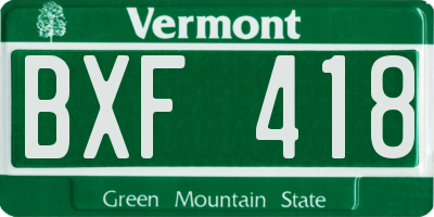VT license plate BXF418