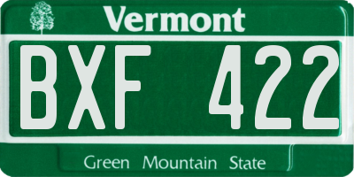 VT license plate BXF422