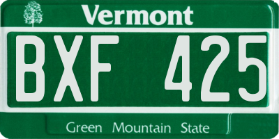 VT license plate BXF425