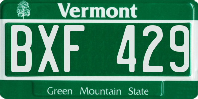 VT license plate BXF429