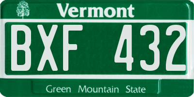 VT license plate BXF432