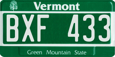 VT license plate BXF433